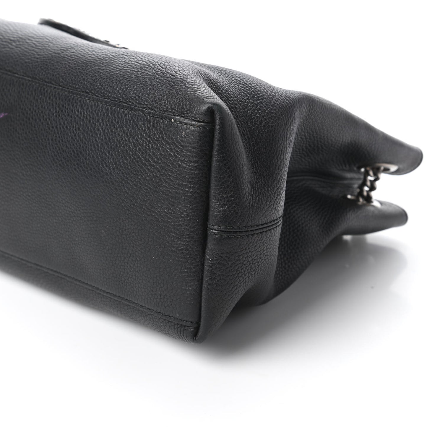 Pebbled Calfskin Studded Medium Soho Chain Shoulder Bag Black