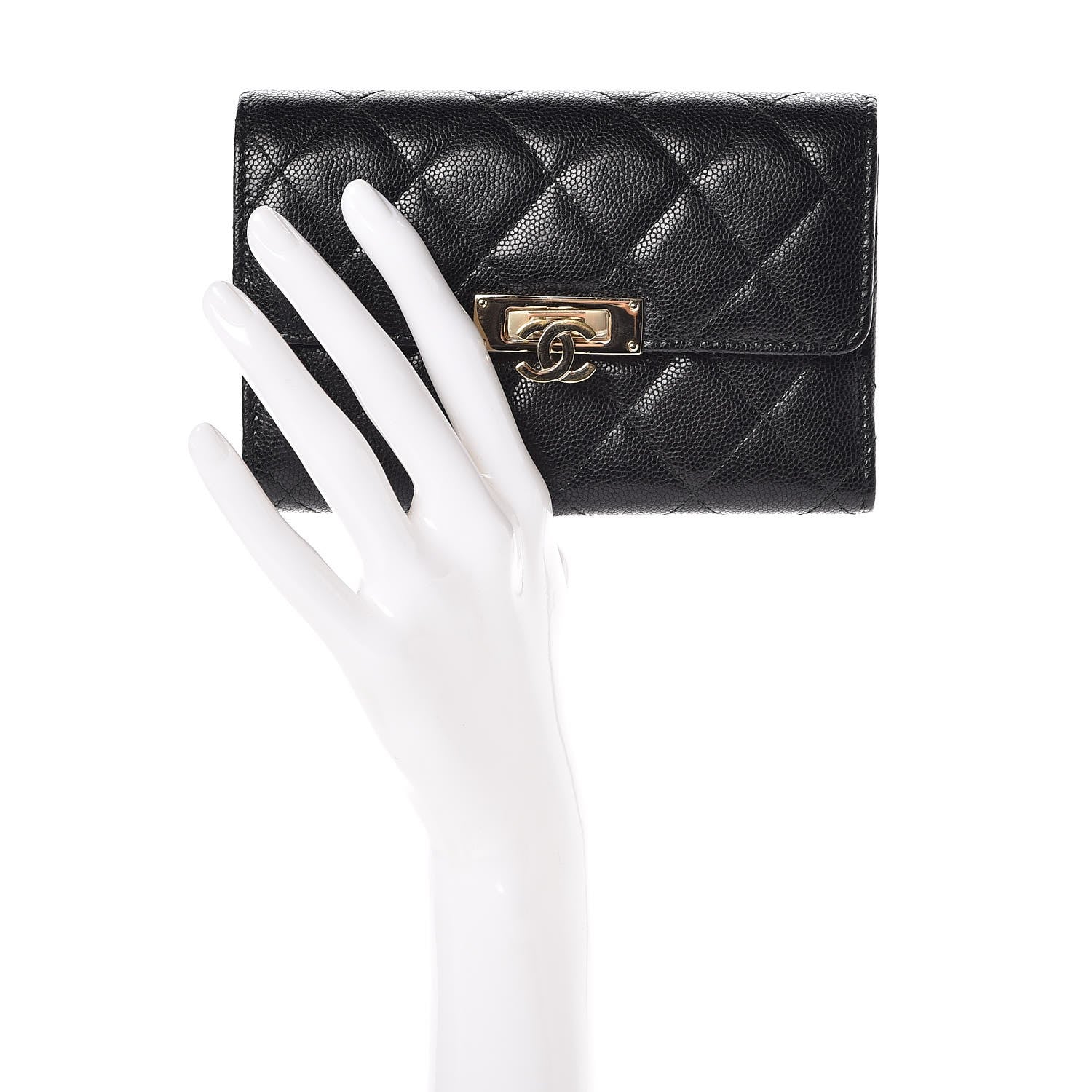 Chanel Caviar Quilted Small Golden Class Flap Wallet Black 2 of 8