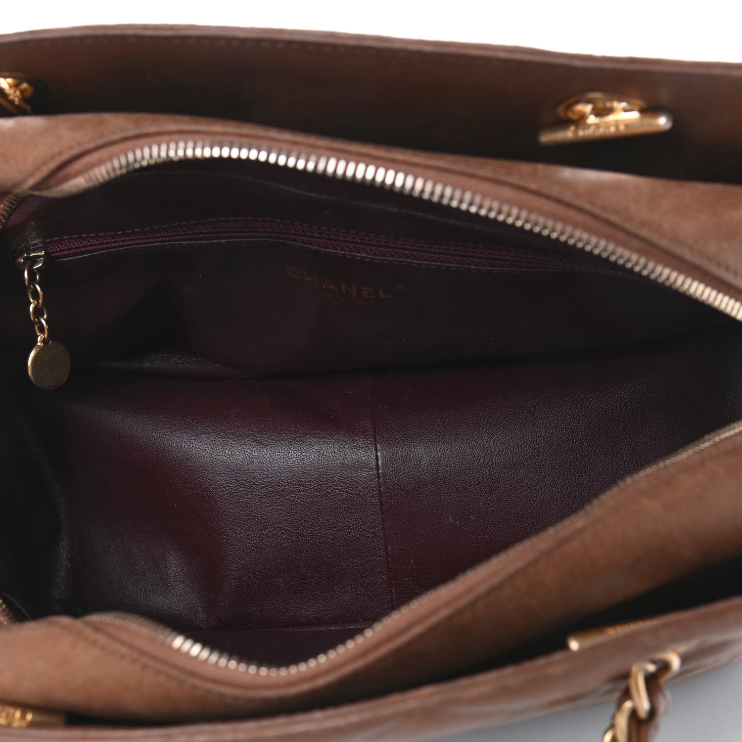 Chanel Lambskin Quilted Diamond CC Shoulder Bag Brown 5 of 9