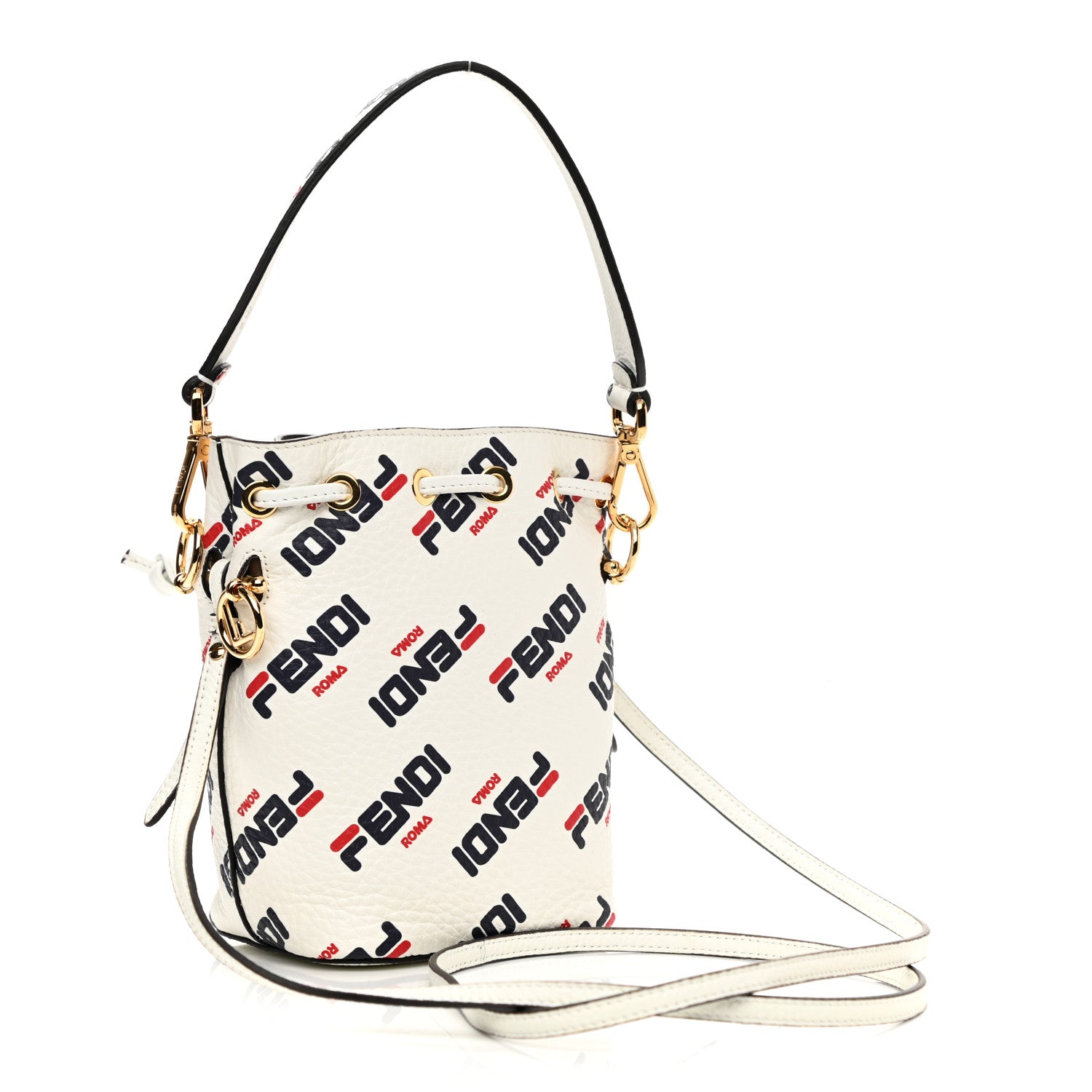 Fendi X FILA Vitello F is Fendi Mania Mini Mon Tresor Bucket Bag White 3 of 11
