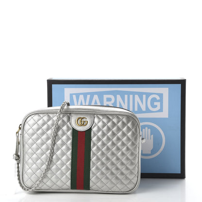 Gucci Laminated Nappa Web Trapuntata Small GG Shoulder Bag Argento 11 of 11