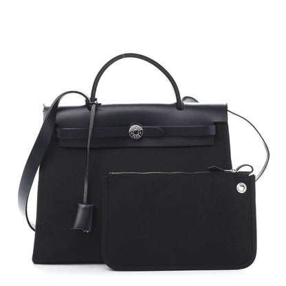 Hermes Military Toile Vache Hunter Herbag Zip PM 31 Bleu Marine 1 of 14
