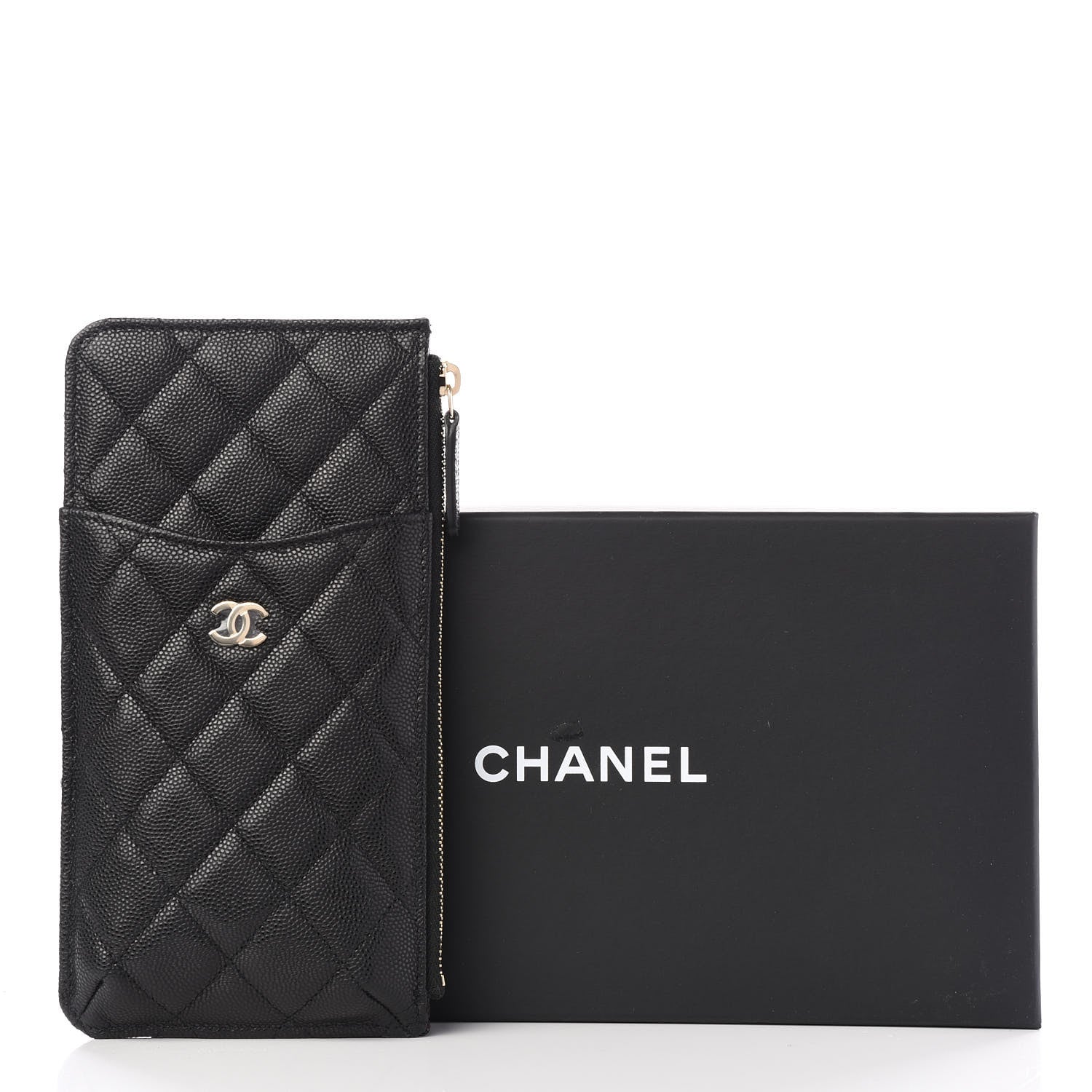 Chanel Caviar Quilted Classic Flat Wallet Pouch Black 10 of 10