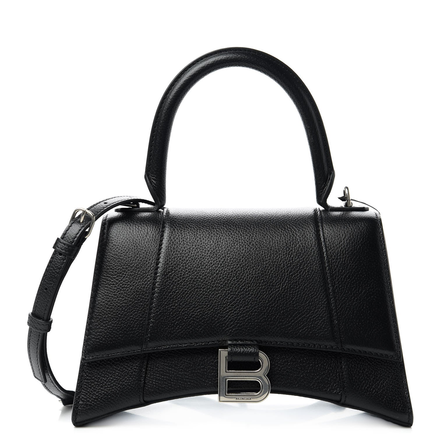 Balenciaga Grained Calfskin Small Hourglass Top Handle Bag Black 1 of 9