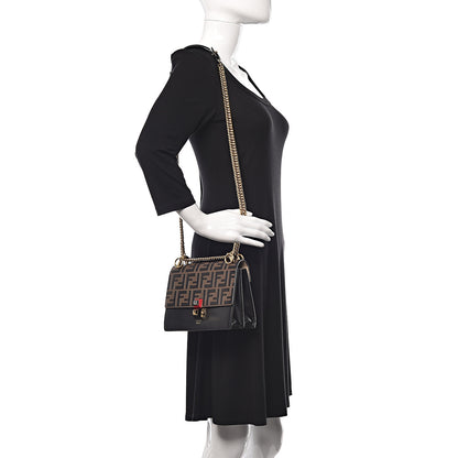 Fendi Vitello Liberty Bi-Color FF 1974 Embossed Small Kan I Shoulder Bag Black Maya 1 of 12