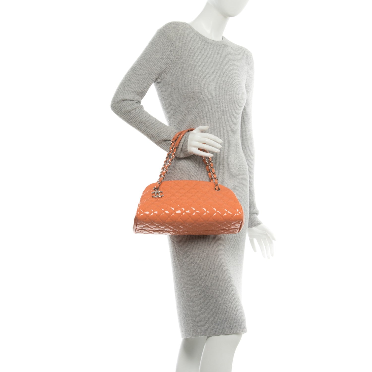 Chanel Patent Quilted Medium Just Mademoiselle Light Orange 2 of 7