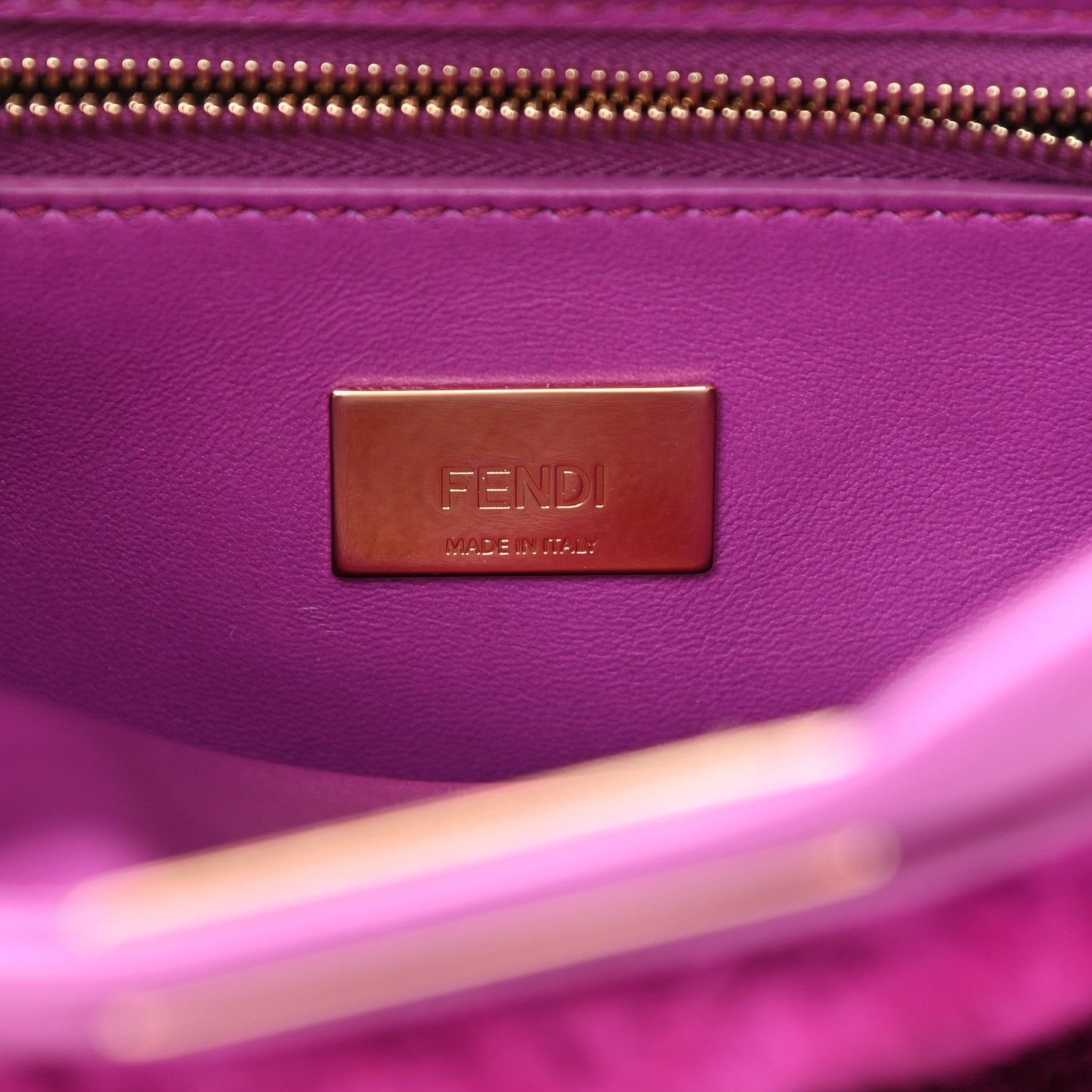 Fendi Shearling Nappa Macro FF 1974 Mini Peekaboo Iconic Satchel Bouganville Magenta Lilac 7 of 10