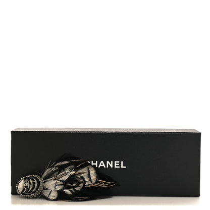 Chanel Feather Metal Crystal CC Brooch Ruthenium Grey 4 of 4