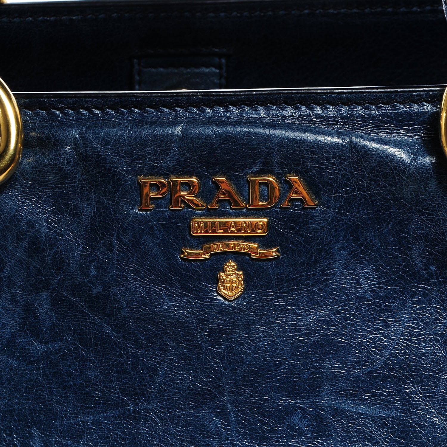 Prada Vitello Shine Tote Denim 9 of 9