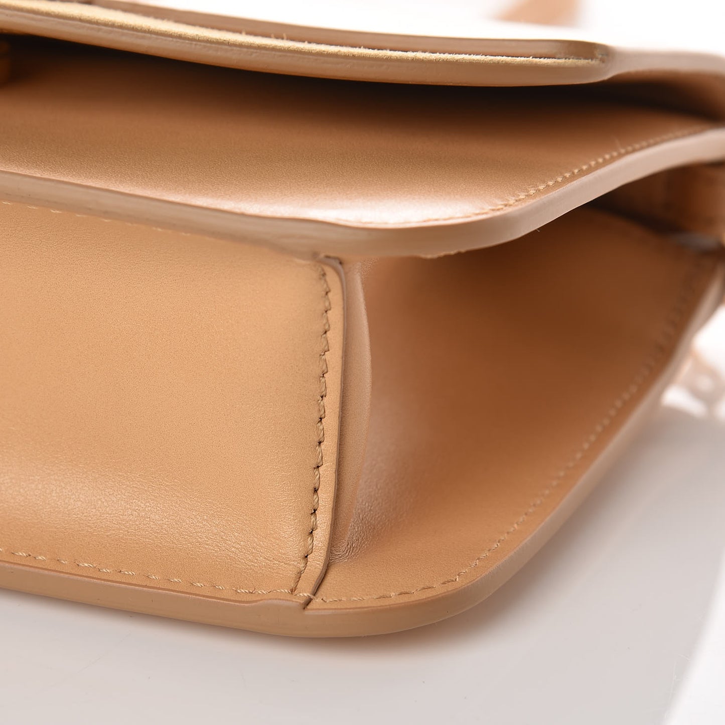 Calfskin Suede C Clutch With Chain Bleached Brown