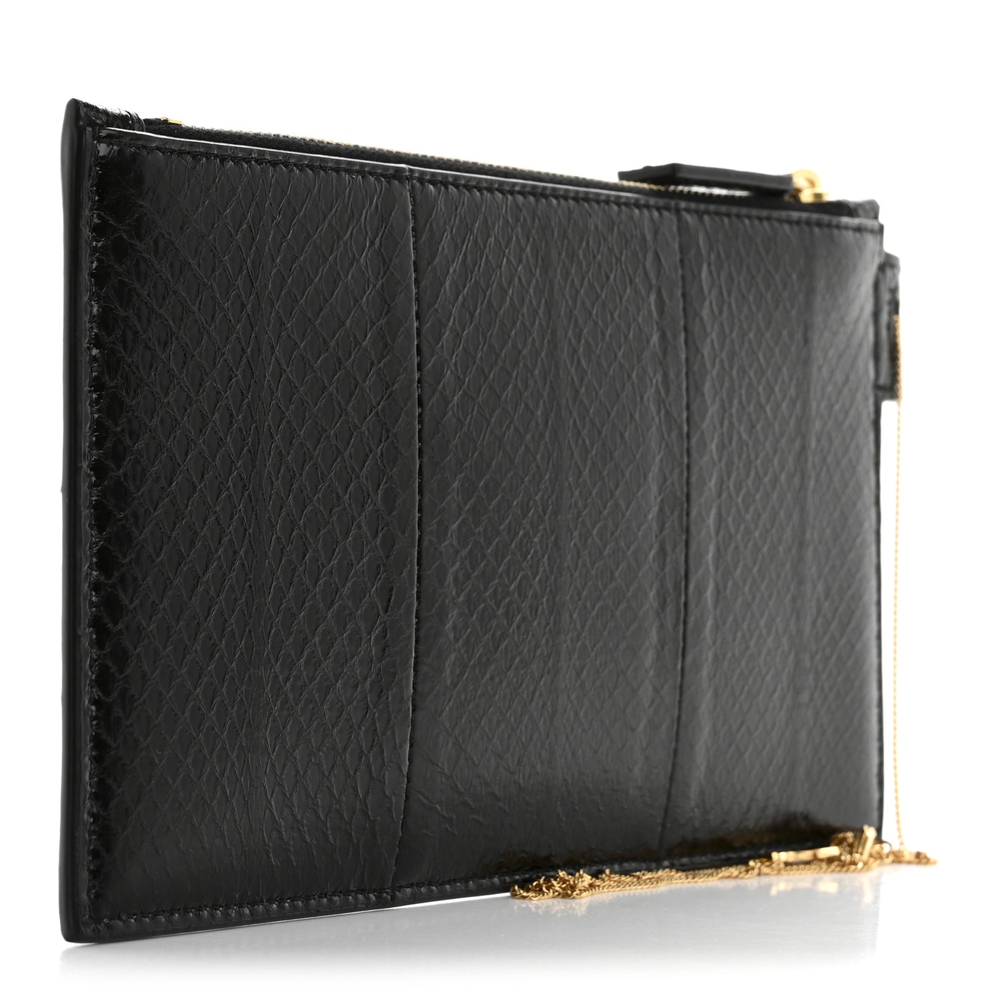 Snakeskin Pouch With Chain Black