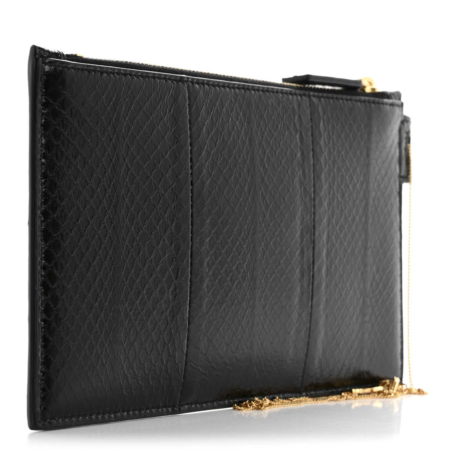 Saint Laurent Snakeskin Pouch With Chain Black 3 of 8