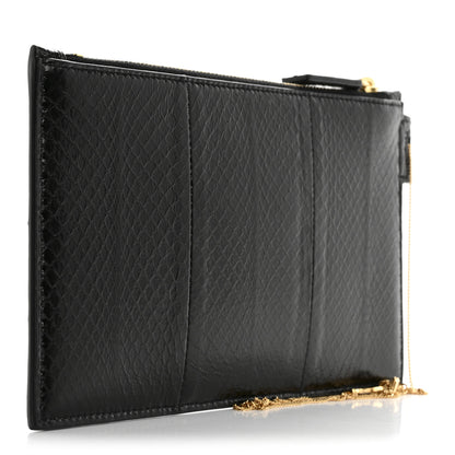 Saint Laurent Snakeskin Pouch With Chain Black 3 of 8
