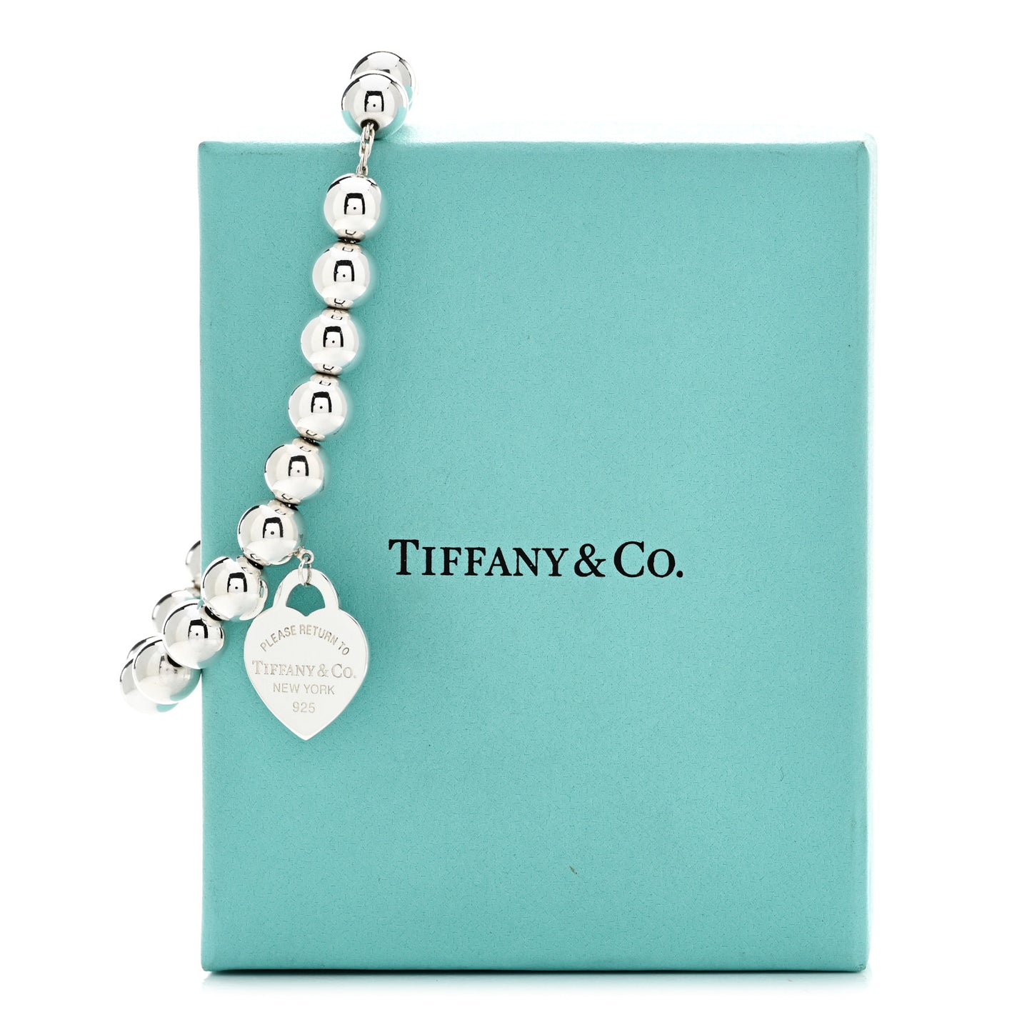 Sterling Silver 8mm Return To Tiffany Heart Tag Bead Bracelet