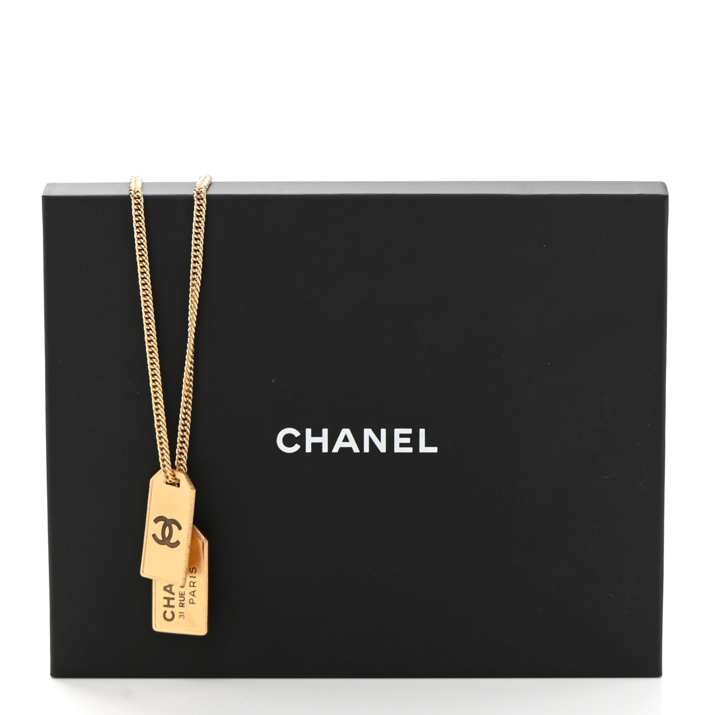 ID Dog Tag Charm Necklace Gold