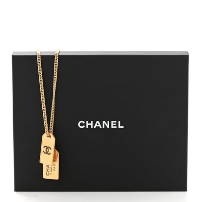 Chanel ID Dog Tag Charm Necklace Gold 6 of 6