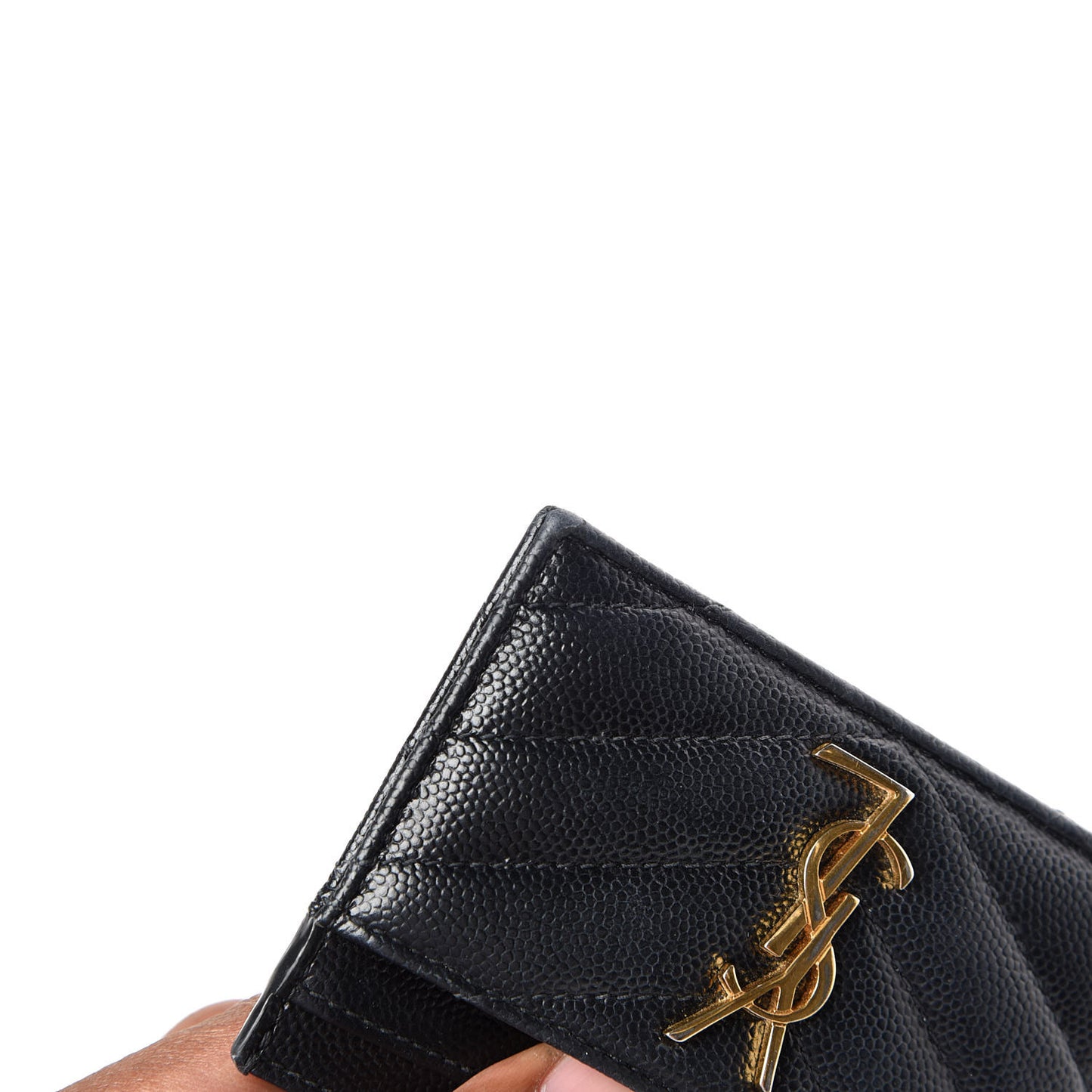 Grain De Poudre Matelasse Chevron Monogram Credit Card Case Black