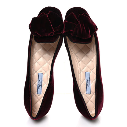 Prada Velluto Ballerina Flats 37.5 Bordeaux 2 of 10