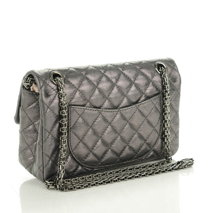 Chanel Metallic Aged Calfskin Quilted 2.55 Reissue 225 Flap Dark Silver 4 of 9