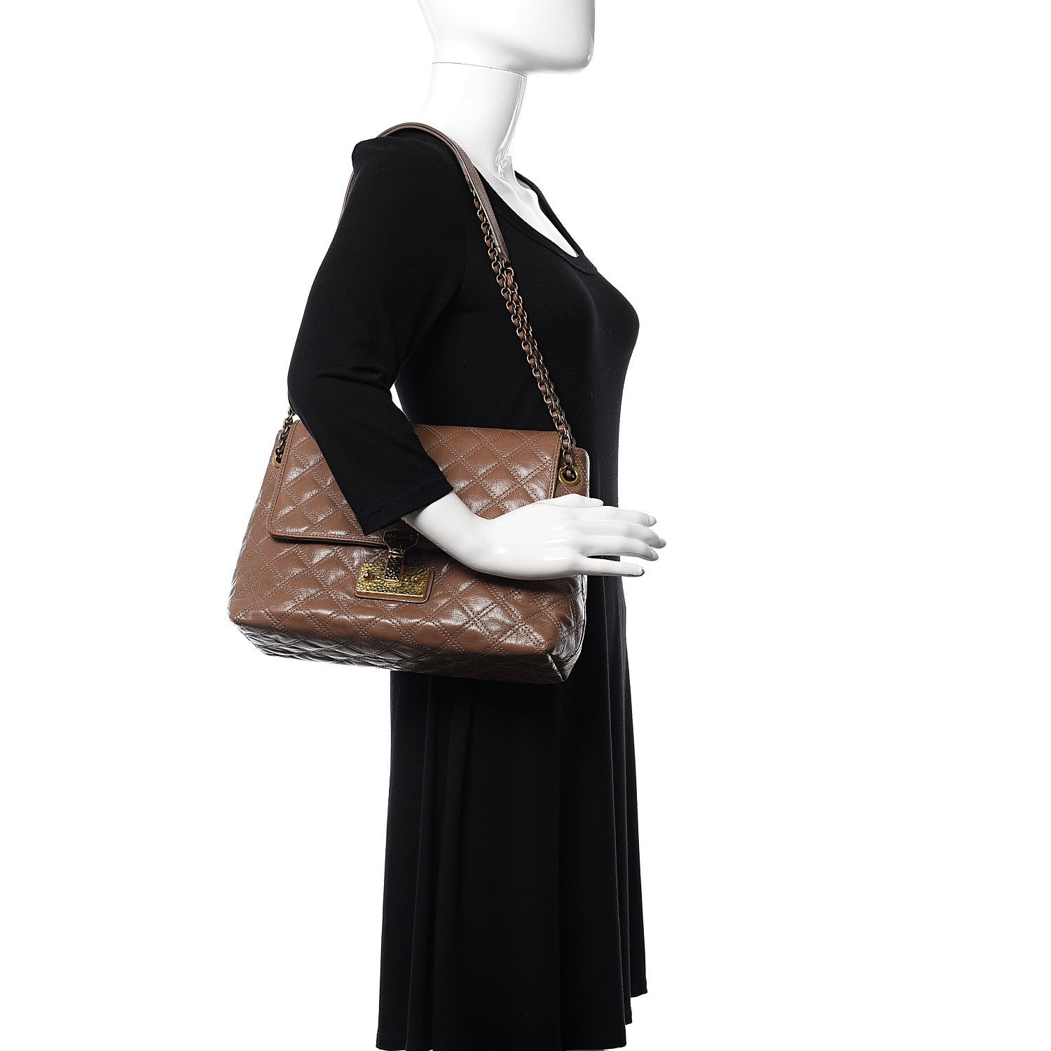 Marc Jacobs Lacquered Lambskin Baroque The XL Single Flap Truffle 2 of 9