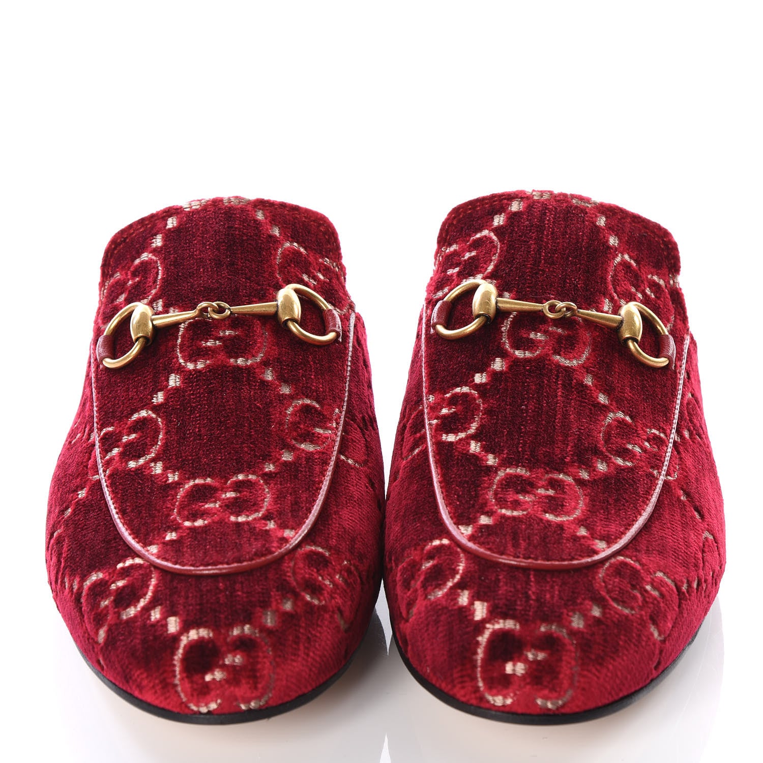 Gucci Velvet GG Monogram Womens Princetown Slippers 38 Red Cipria 3 of 8