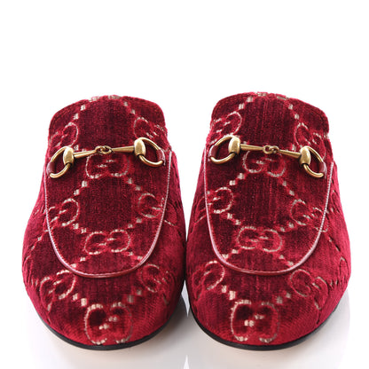 Gucci Velvet GG Monogram Womens Princetown Slippers 38 Red Cipria 3 of 8