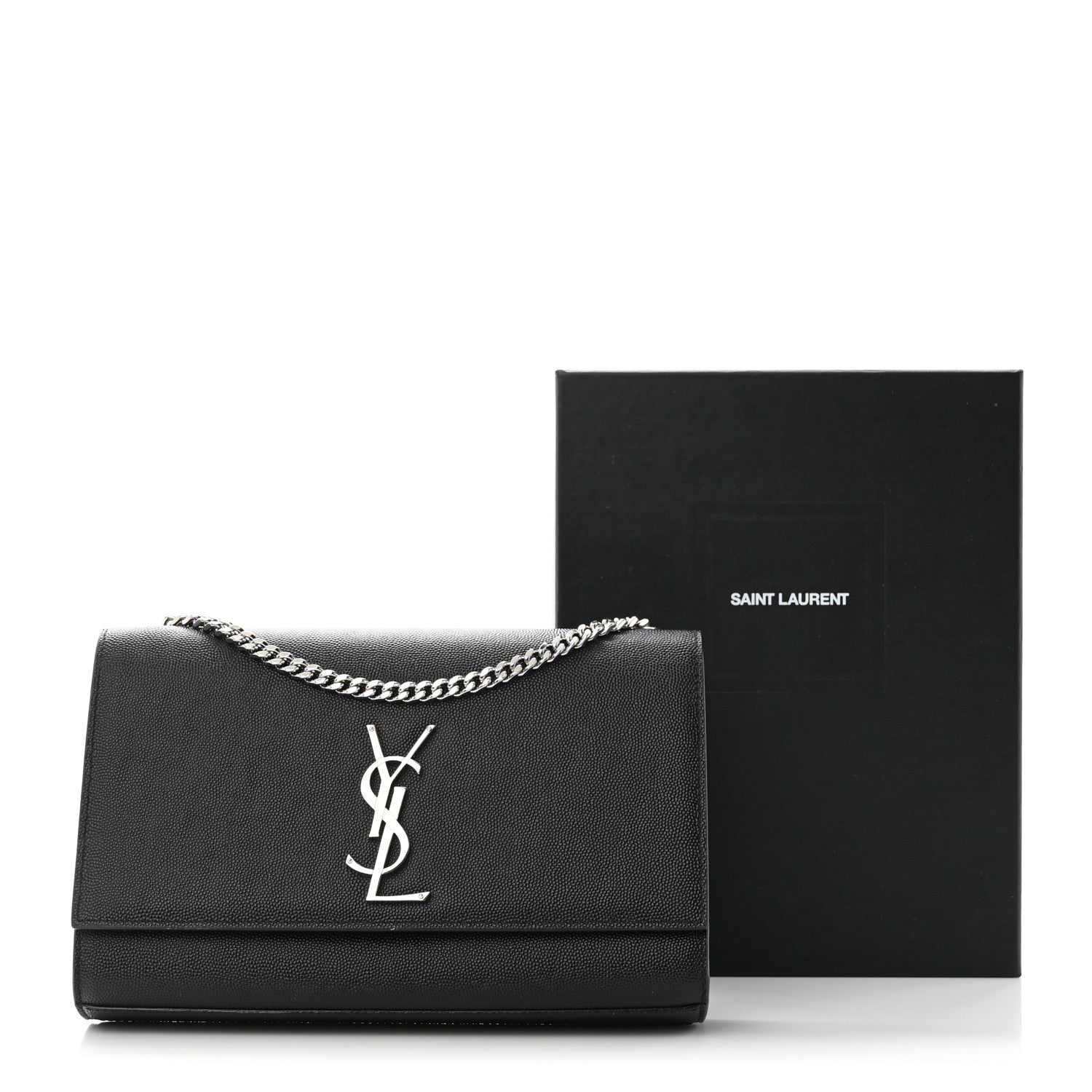 Saint Laurent Grain De Poudre Medium Classic Monogram Kate Satchel Black 3 of 9