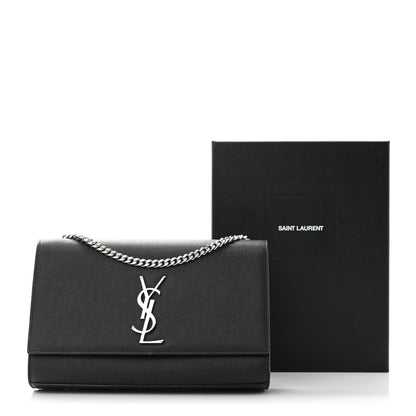 Saint Laurent Grain De Poudre Medium Classic Monogram Kate Satchel Black 3 of 9