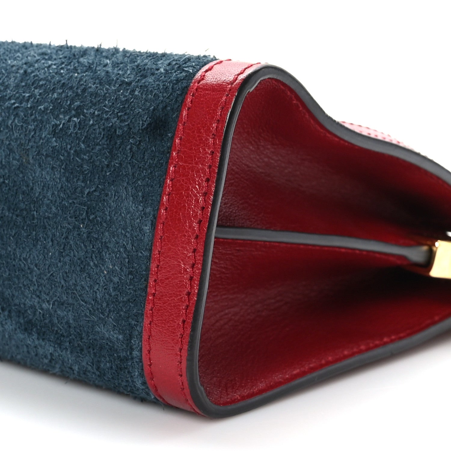 Gucci Suede Calfskin Web Small Ophidia Chain Shoulder Bag New Blue Romantic Cherry 10 of 11