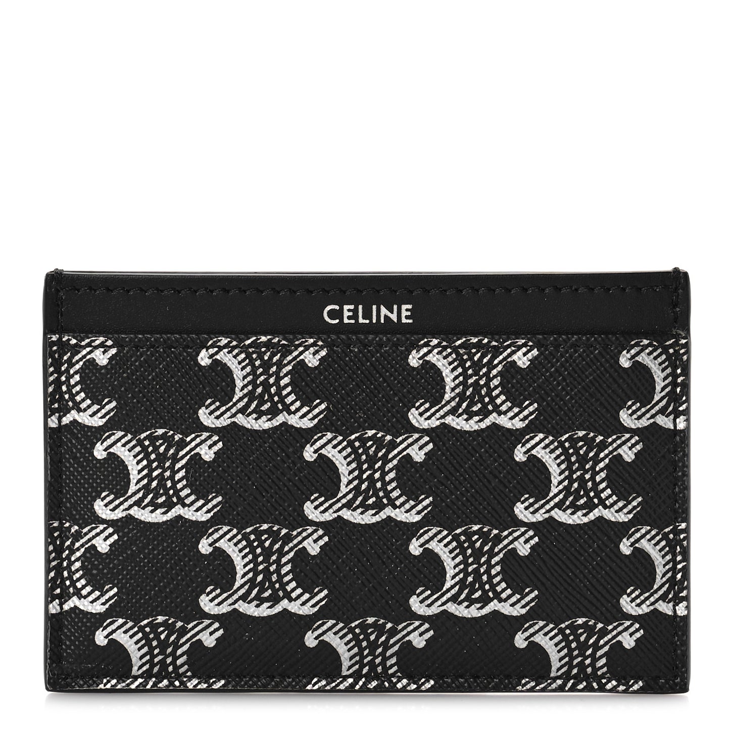 Triomphe Canvas Card Holder Silver Black