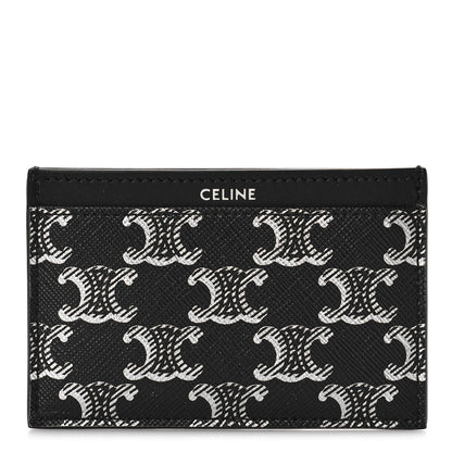 Celine Triomphe Canvas Card Holder Silver Black 1 of 9