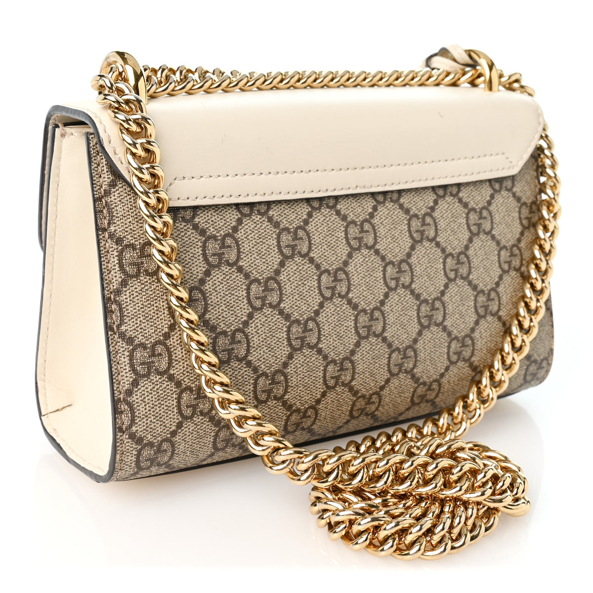 GG Supreme Monogram Studded Small Padlock Shoulder Bag White
