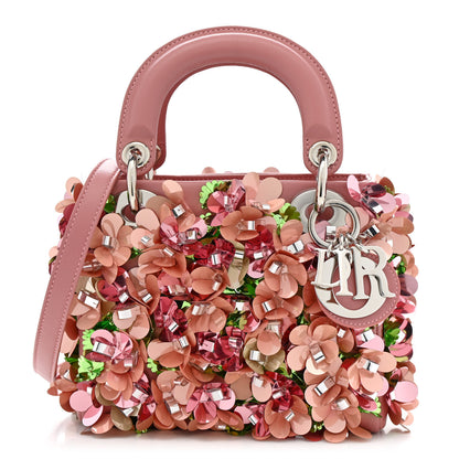 Christian Dior Calfskin Flower Charm Embellished Mini Lady Dior Pink 1 of 10