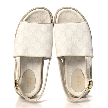 Gucci GG Supreme Monogram Granada Kid Angelina Platform 35mm Slingback Sandals 37.5 White Mystic White 2 of 9