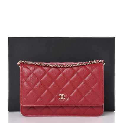 Chanel Caviar Quilted Wallet on Chain WOC Red 9 of 9