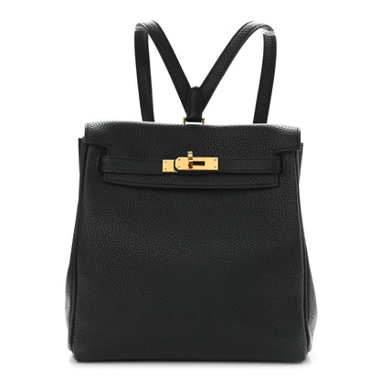 Hermes Taurillon Clemence Kelly Ado Backpack Black 1 of 9