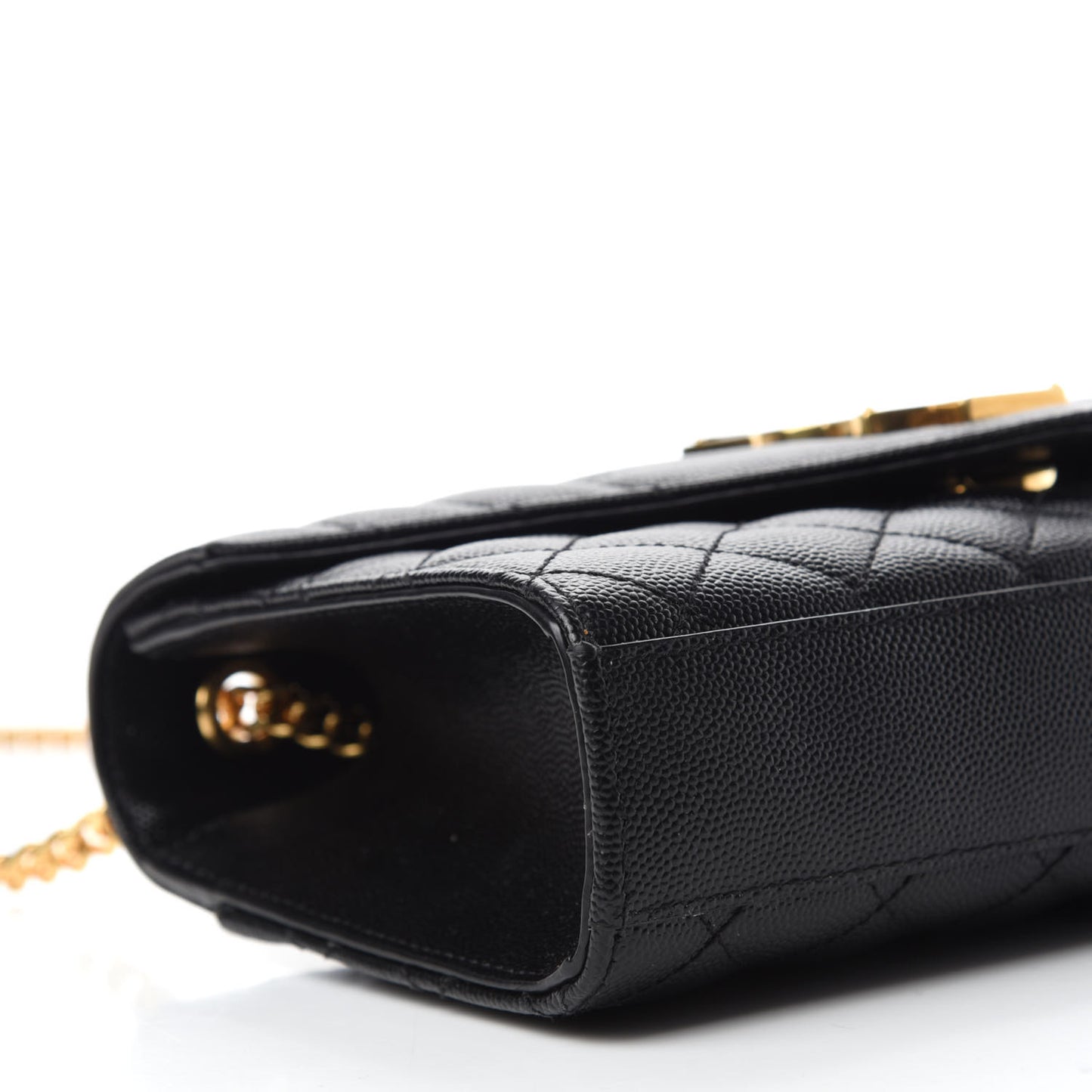 Grain De Poudre Textured Mixed Matelasse Triquilt Small Monogram Satchel Black