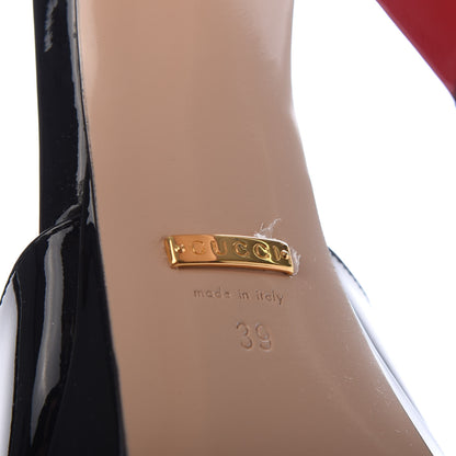 Gucci Patent Crystal GG Bow Sadie Spike Ankle Strap d'Orsay Platform High Heel Pumps 39 Black 7 of 9