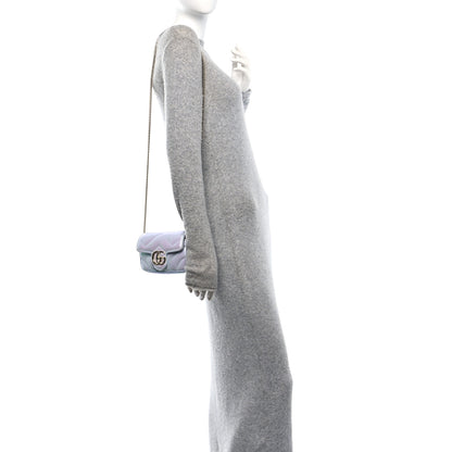 Gucci Iridescent Nappa Chevron Matelasse Small GG Marmont Shoulder Bag Iridescent Snow Light Blue 2 of 11