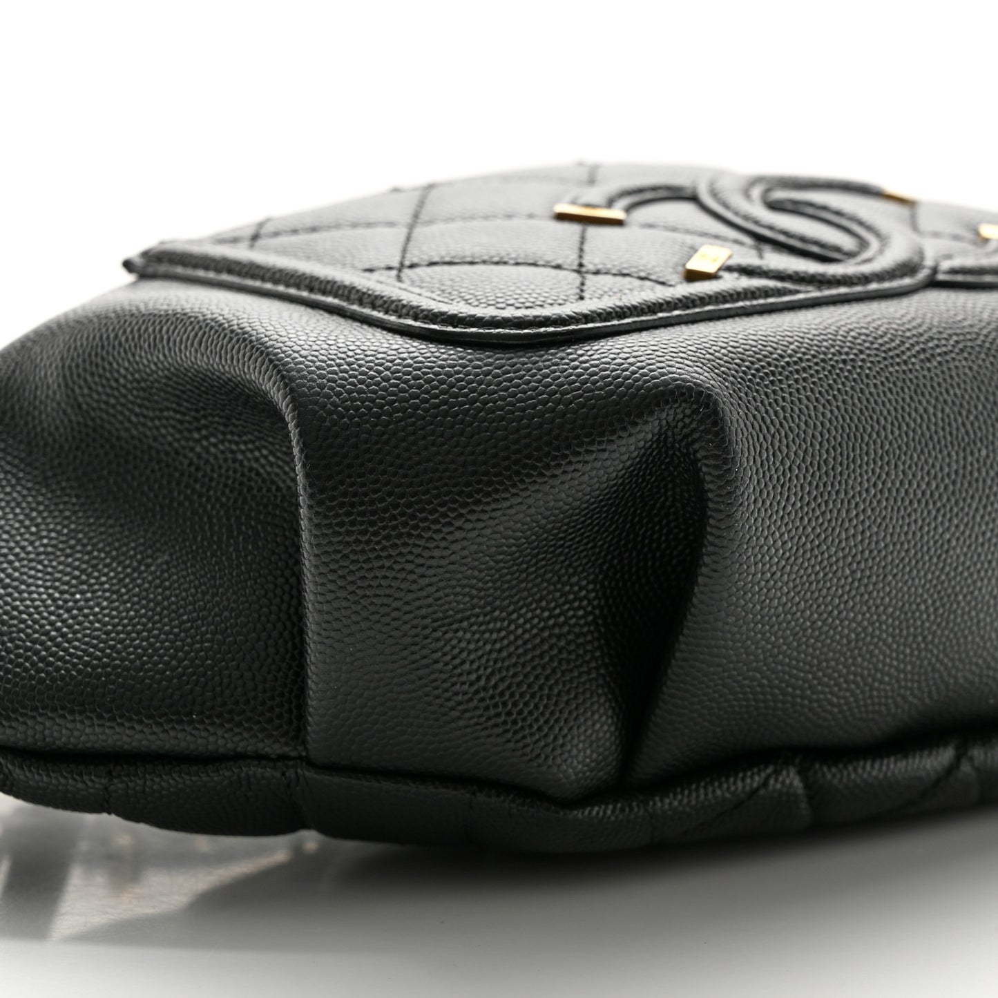Caviar Quilted Filigree Waist Bag Black