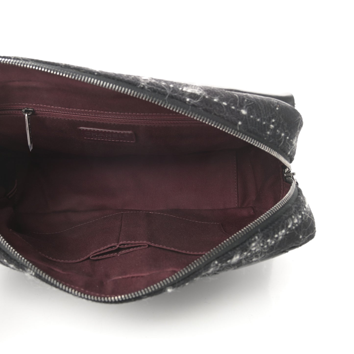 Aged Calfskin Tweed Jumbo New Portobello Flap Black