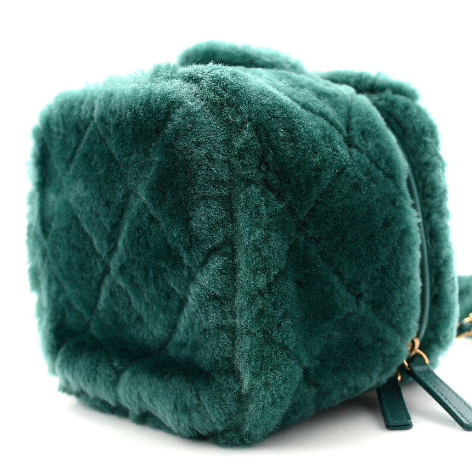 Chanel Shearling Lambskin Quilted Small Vanity Case Green 11 of 11