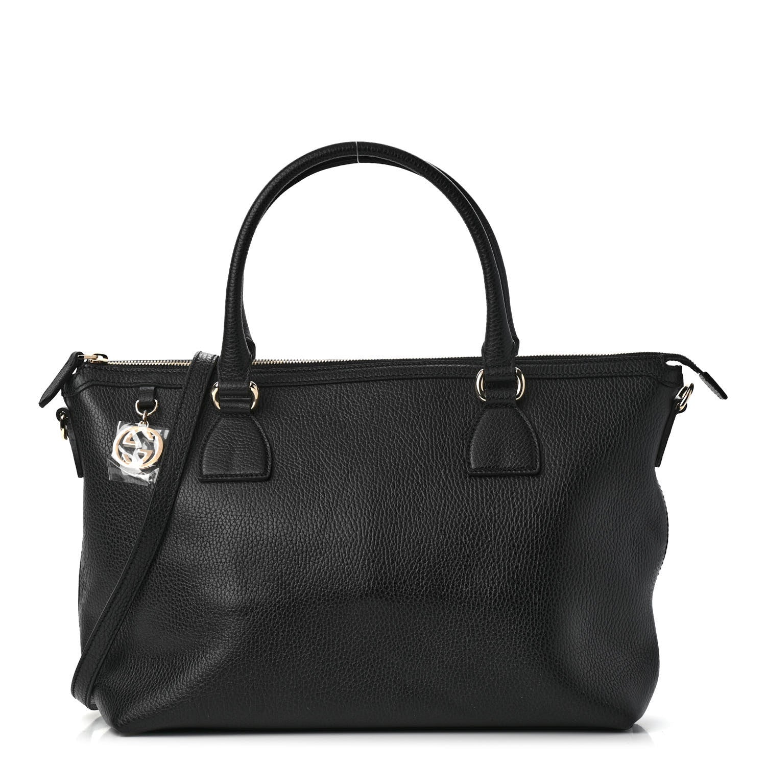 Gucci Dollar Calfskin GG Charm Satchel Black 1 of 6
