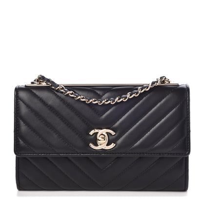 Chanel Lambskin Chevron Quilted Trendy CC Wallet On Chain WOC Black 1 of 9