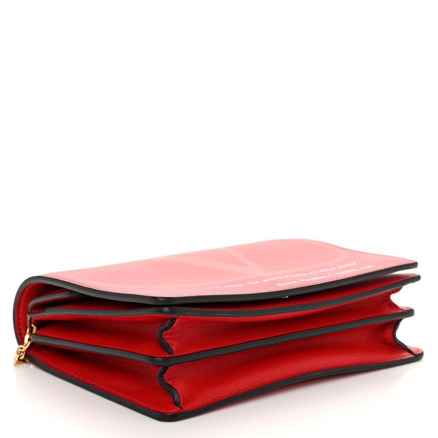 Calfskin Love Lab Go Logo Wallet on Chain Rouge Pur