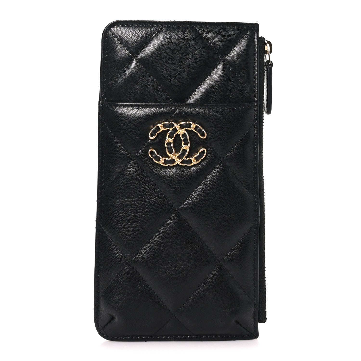 Chanel Lambskin Quilted Chanel 19 Phone and Card Holder Black 1 of 9
