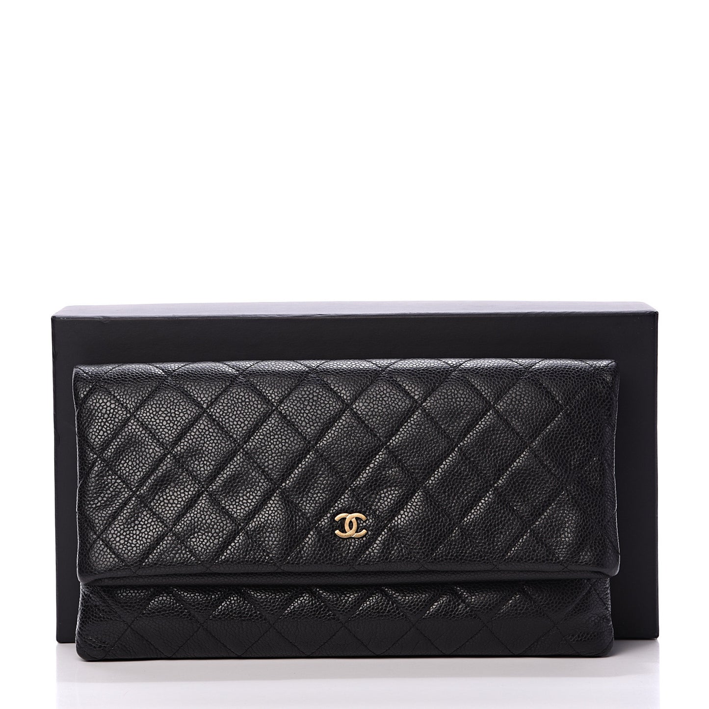 Caviar Quilted CC Beauty Clutch Black