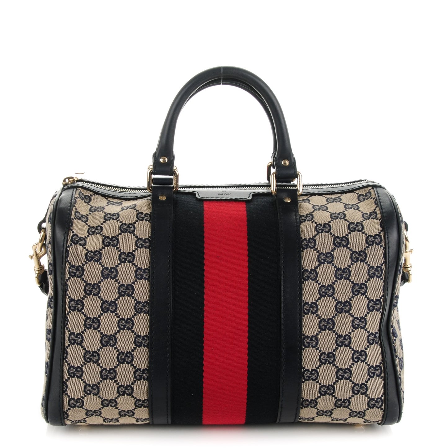 Monogram Selleria Calfskin Vintage Web Medium Boston Beige Blue