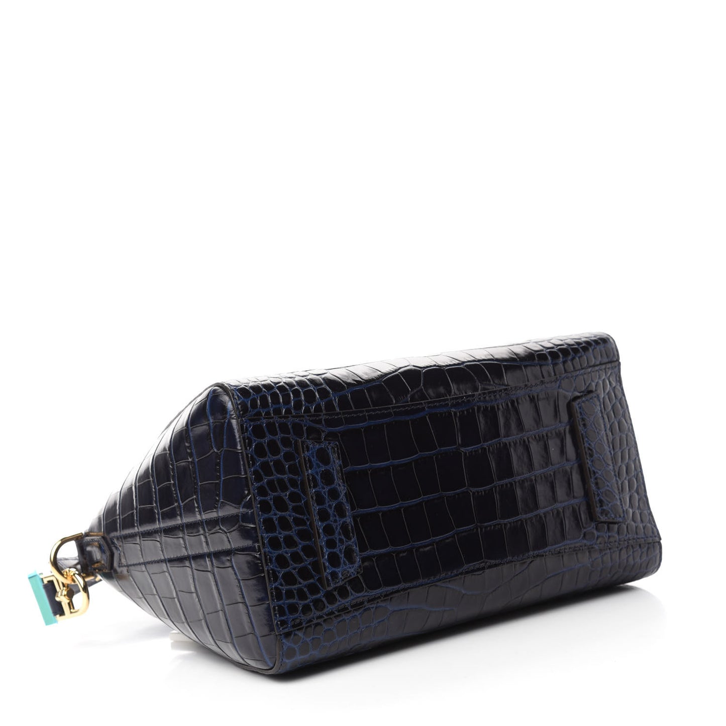 Calfskin Crocodile Embossed Small Antigona Navy