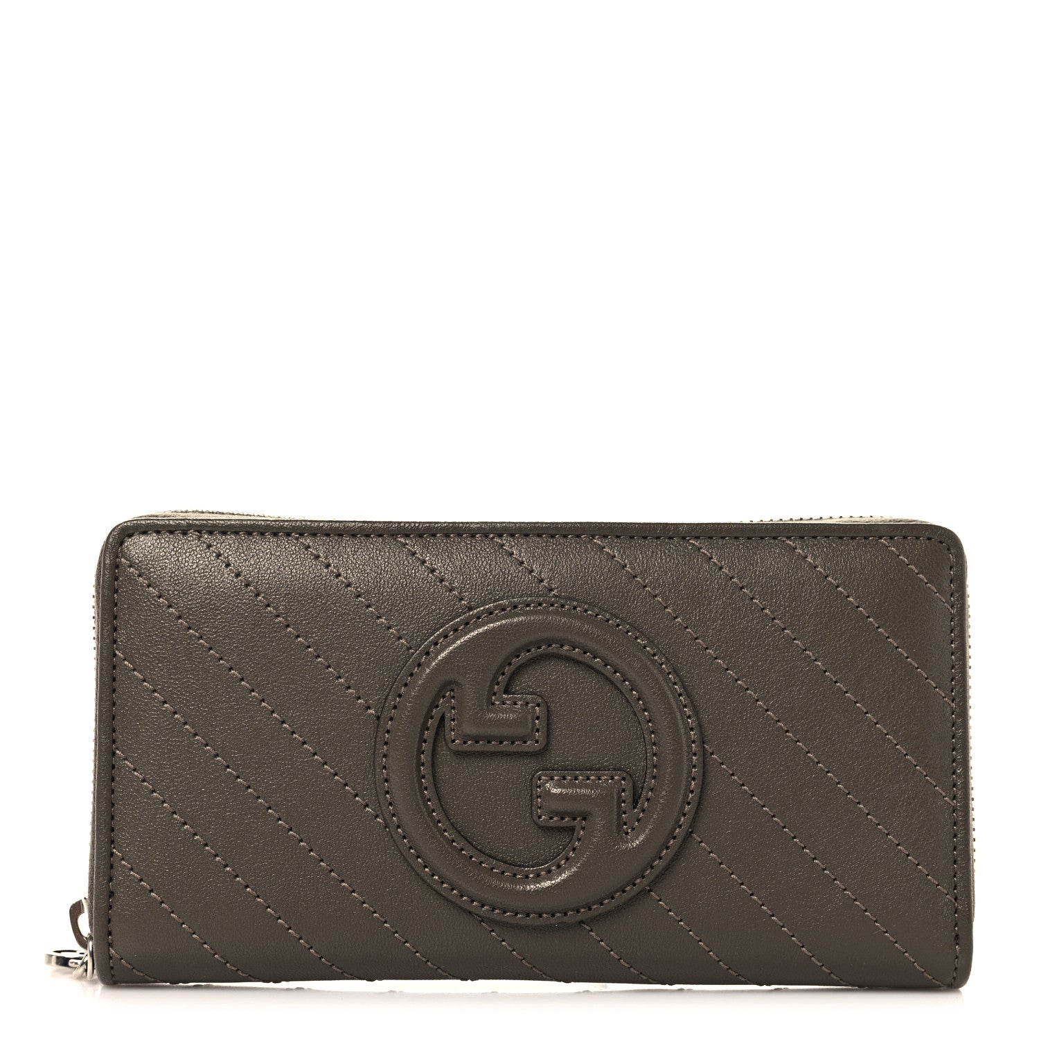 Gucci Sakai Be Green Calfskin Diagonal Stitched Blondie Zip Wallet Cuir 1 of 7